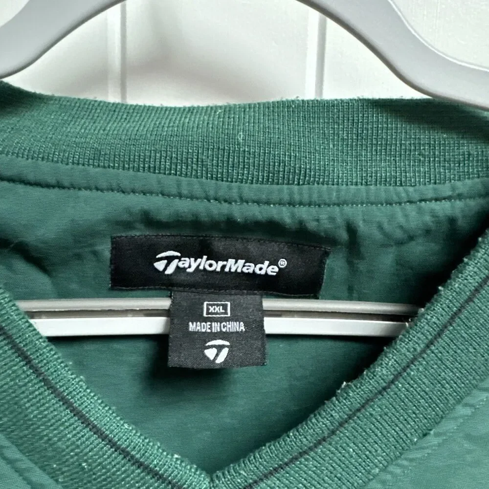 VTG Taylor Made Mens XXL Green Golf Pullover Windbreaker Jacket VNeck
